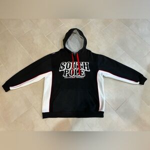 SOUTH POLE Hoodie Men’s Large Thermal Fleece VTG Y2K Pullover Sweatshirt Black